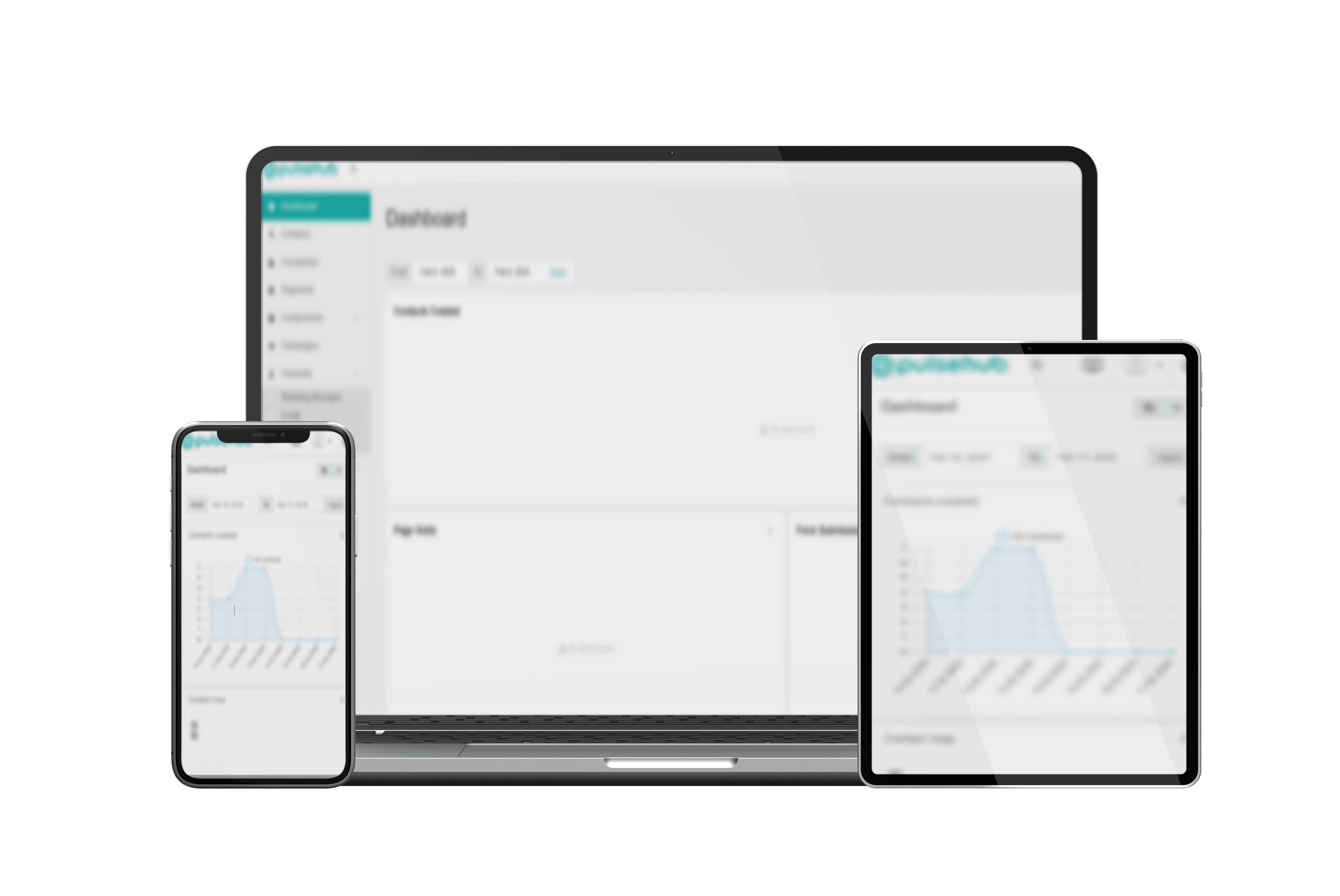 Pulsehub shown on laptop, tablet, and phone