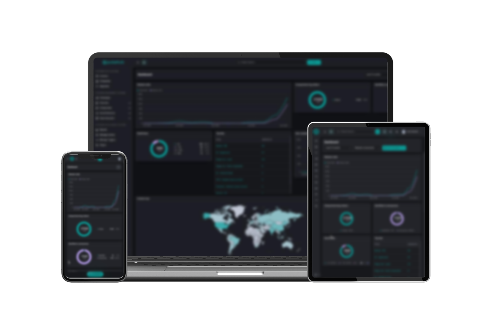 Pulsehub marketing dashboard shown on laptop, tablet, and phone